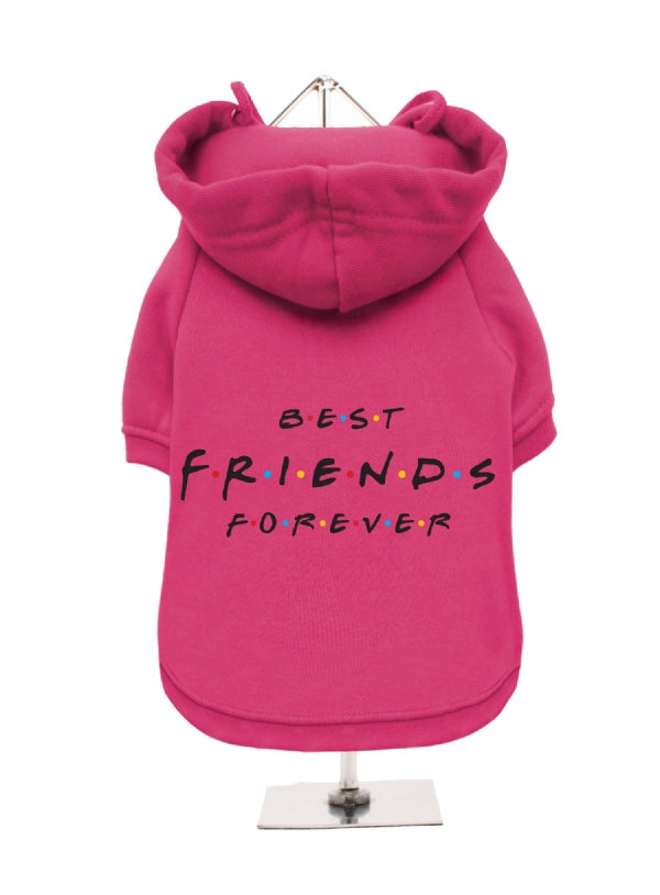 Best Friends Forever Fuschia Pink Fleece Lined Dog Sweatshirt with Hood