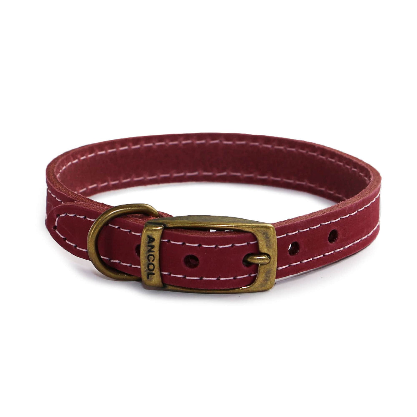Ancol Timberwolf Raspberry Leather Dog Collar