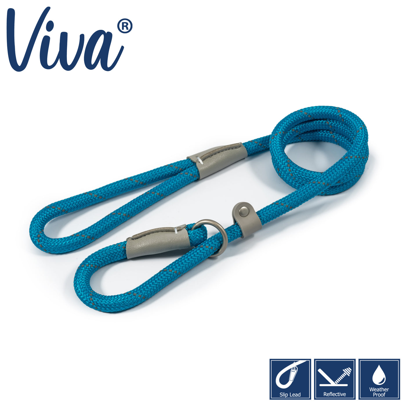 Ancol Viva Rope Slip Reflective Blue 1.2m x 12mm