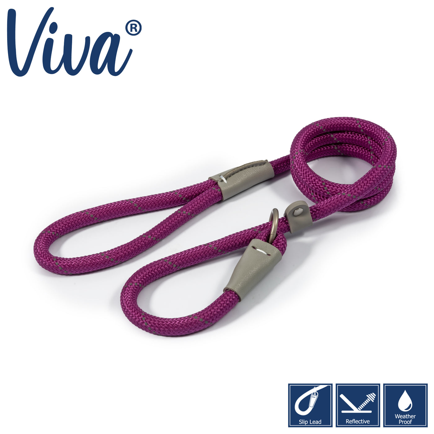 Ancol Viva Rope Slip Reflective Purple 1.5m x 12mm