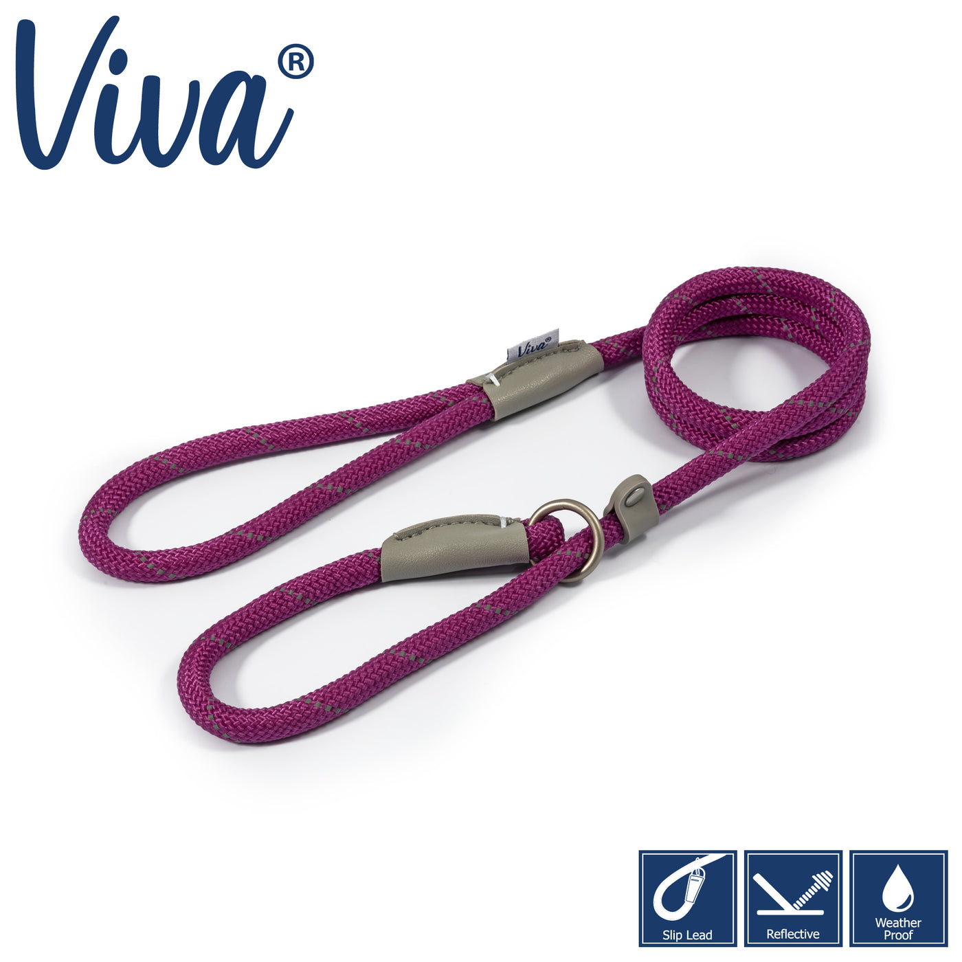 Ancol Viva Rope Slip Reflective Purple 1.2m x 10mm