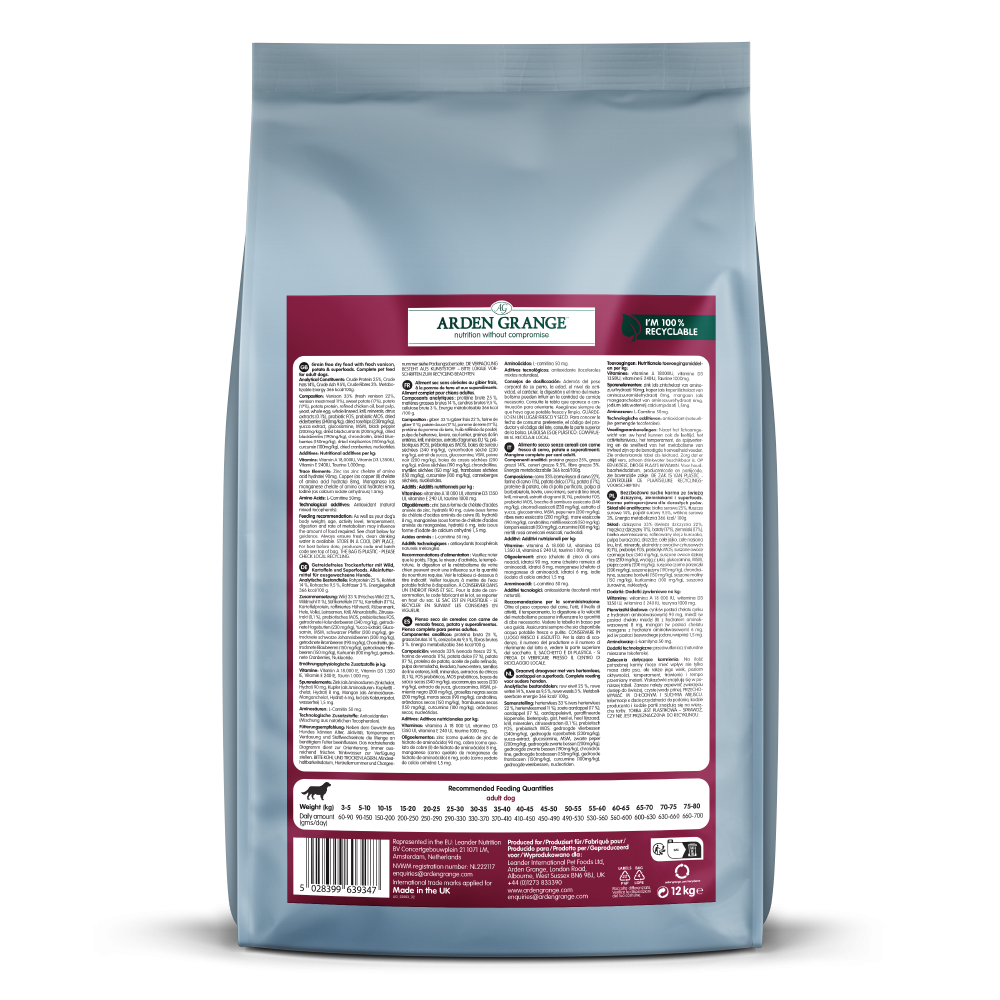 Arden Grange Sensitive Adult Grain Free Venison & Potato