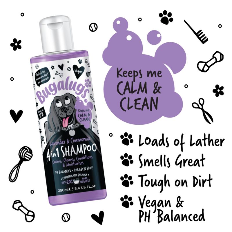 Bugalugs 4in1 Lavender & Chamomile Dog Shampoo 250ml