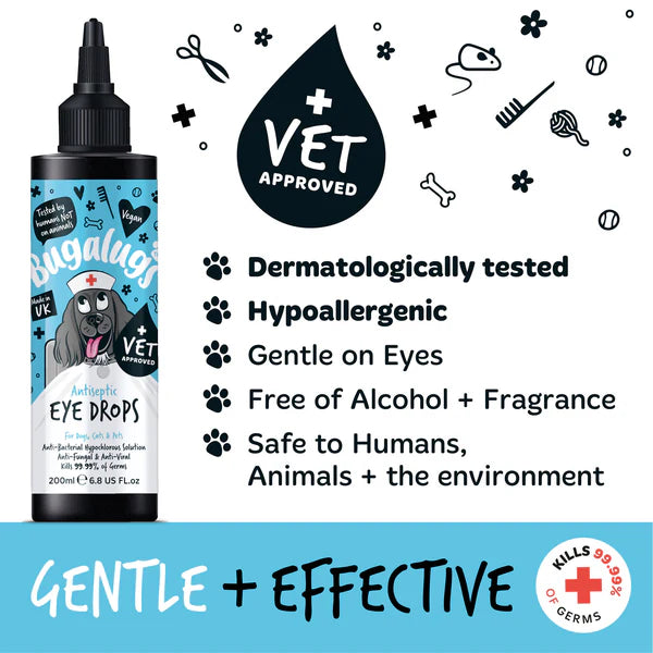 Bugalugs Antiseptic Eye Drops for Dogs, Cats & Pets