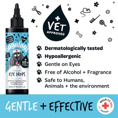 Bugalugs Antiseptic Eye Drops for Dogs, Cats & Pets