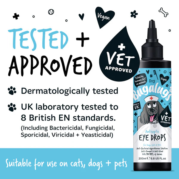 Bugalugs Antiseptic Eye Drops for Dogs, Cats & Pets