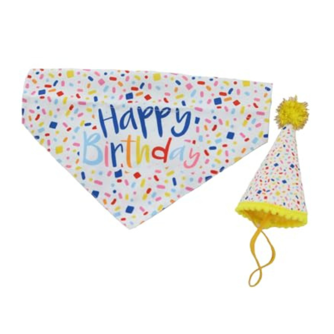 Ancol Pawty Sprinkle Hat & Bandana Set