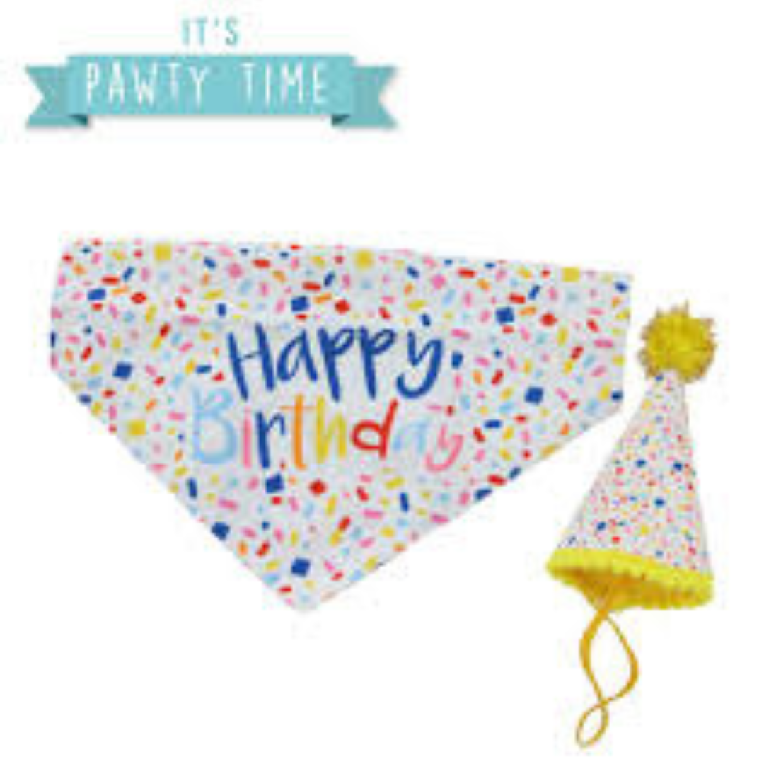 Ancol Pawty Sprinkle Hat & Bandana Set