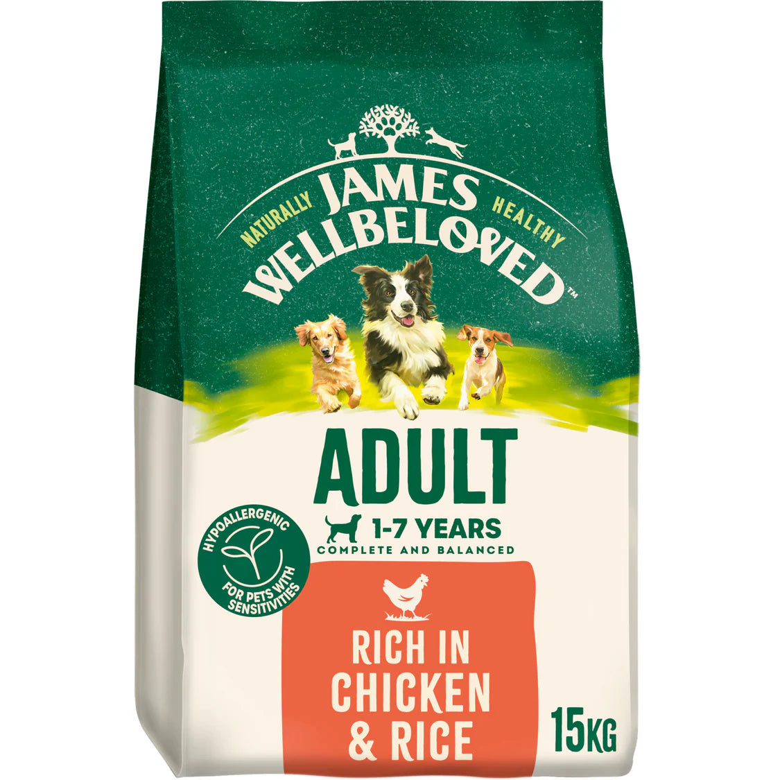 James Wellbeloved Adult Chicken & Rice Dry Dog Food 15kg