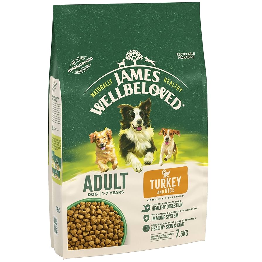 James Wellbeloved Adult Turkey & Rice Dry Dog Food 7.5kg