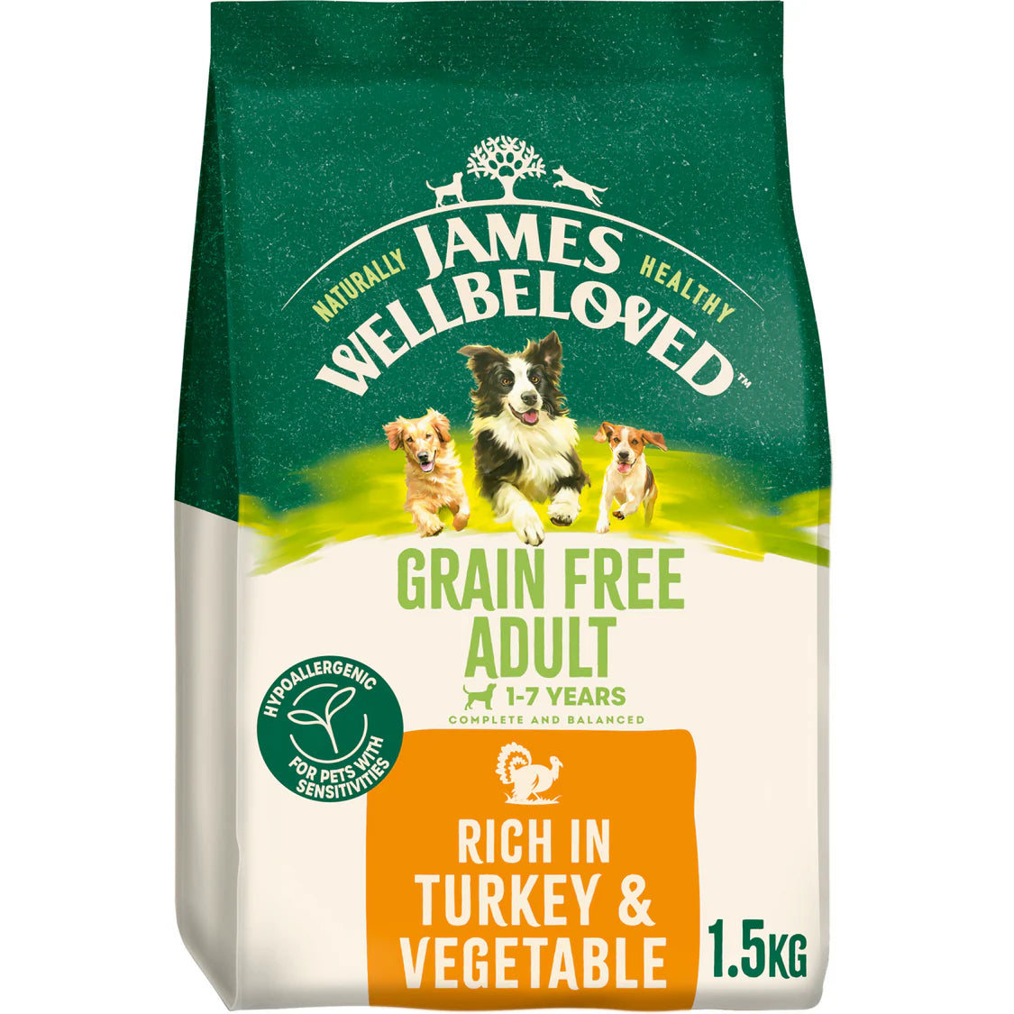James Wellbeloved Grain Free Adult Small Breed Turkey & Veg 1.5kg