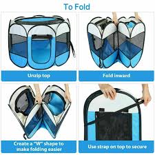 Portable Pet Playpen Blue (73x73x43cm)