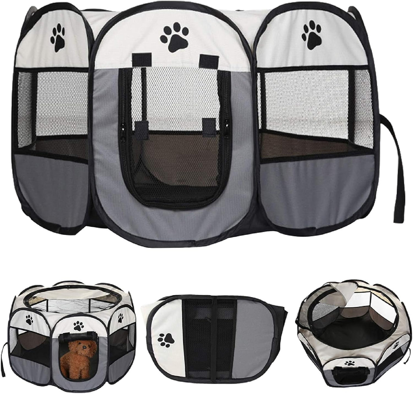 Portable Pet Playpen Grey (73x73x43cm)