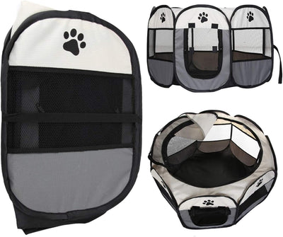 Portable Pet Playpen Grey (73x73x43cm)