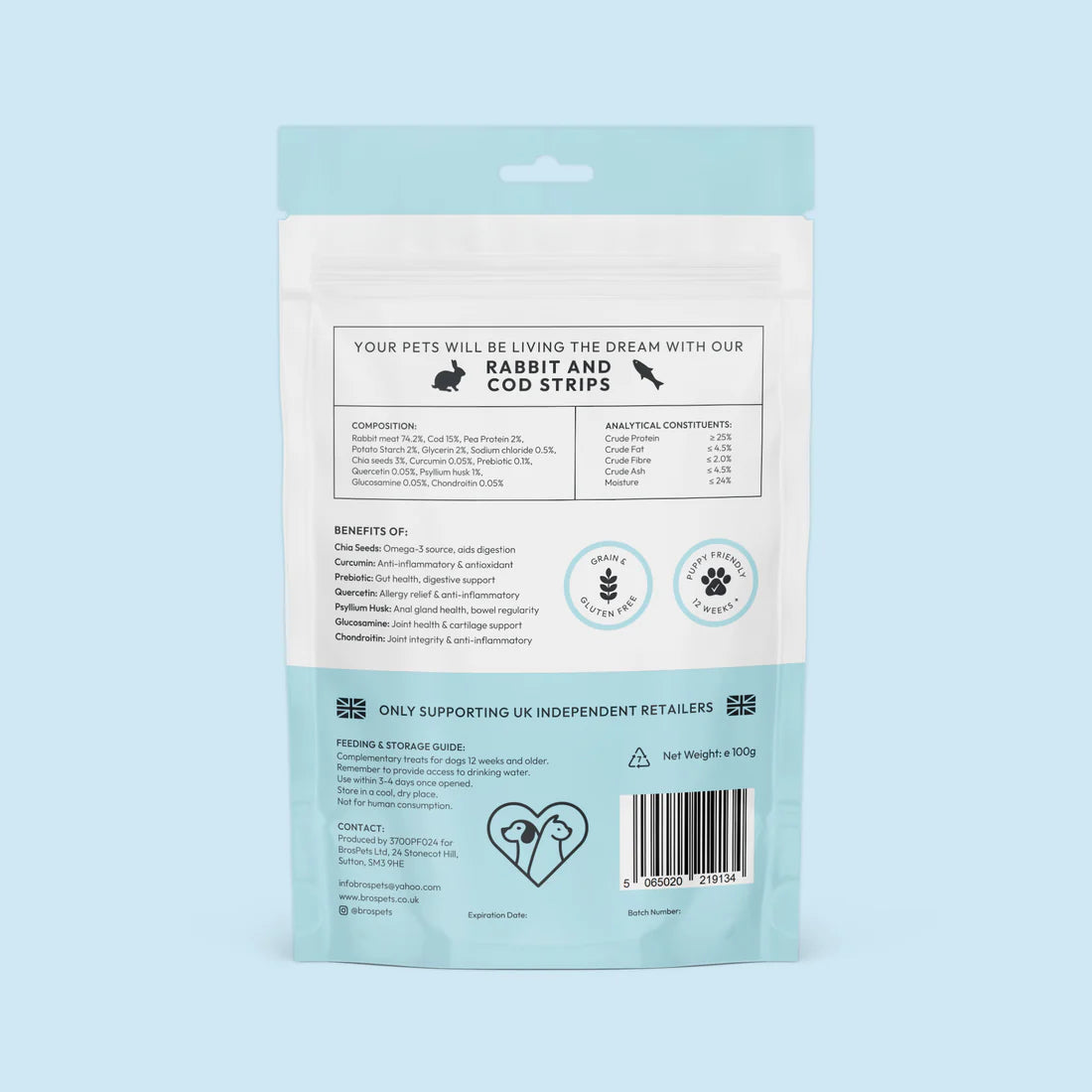 Rabbit & Cod Strips for Dogs