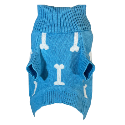 'The Stamford' - Turquoise Bone Knit Dog Jumper