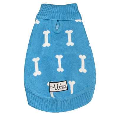 'The Stamford' - Turquoise Bone Knit Dog Jumper