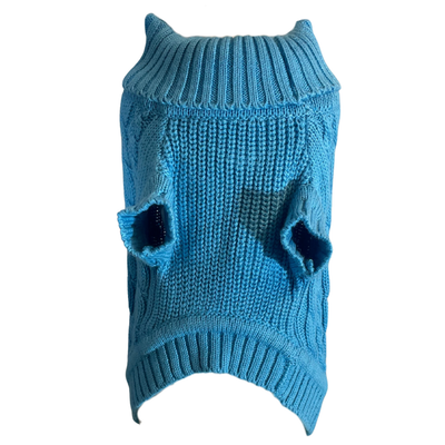 'The Teddington' - Turquoise Cable Knit Dog Jumper