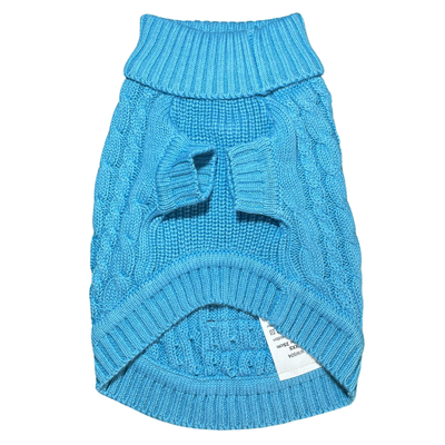 'The Teddington' - Turquoise Cable Knit Dog Jumper