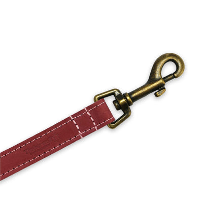 Ancol Timberwolf Leather Dog Lead - Raspberry