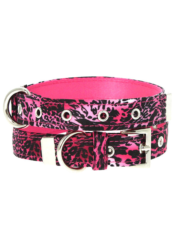 Pink Leopard Fabric Collar