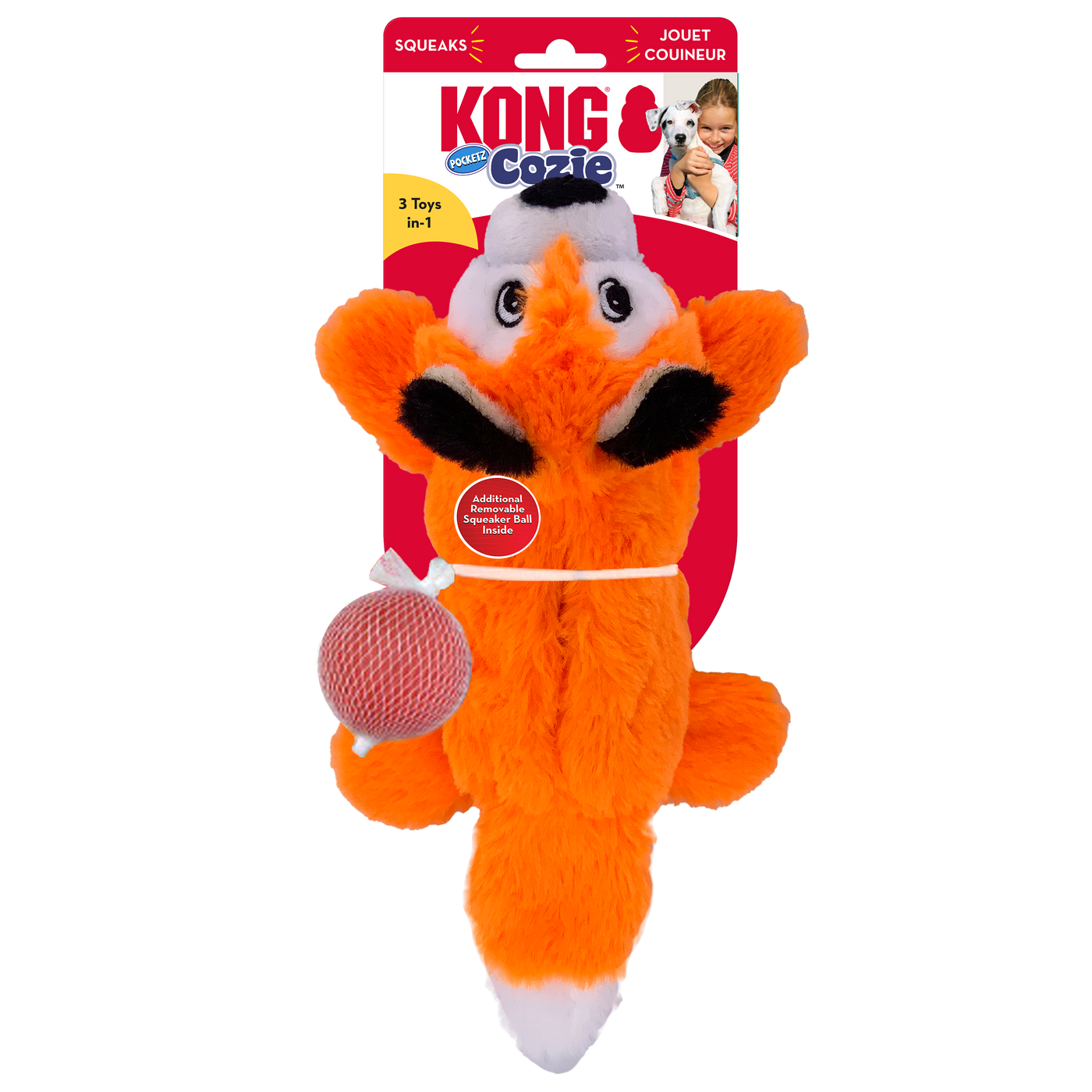 KONG Cozie Pocketz Fox - Medium