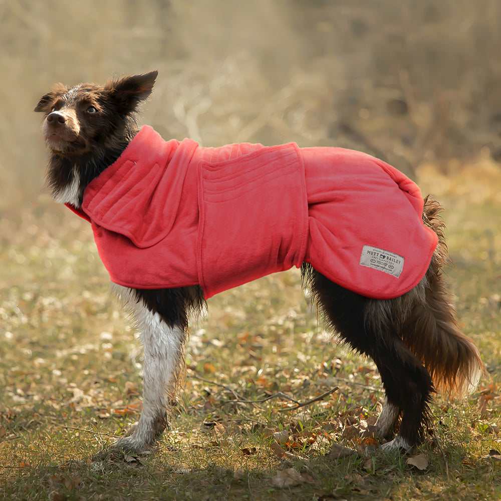 Mutt & Bailey Dog Drying Coat in Brick Red