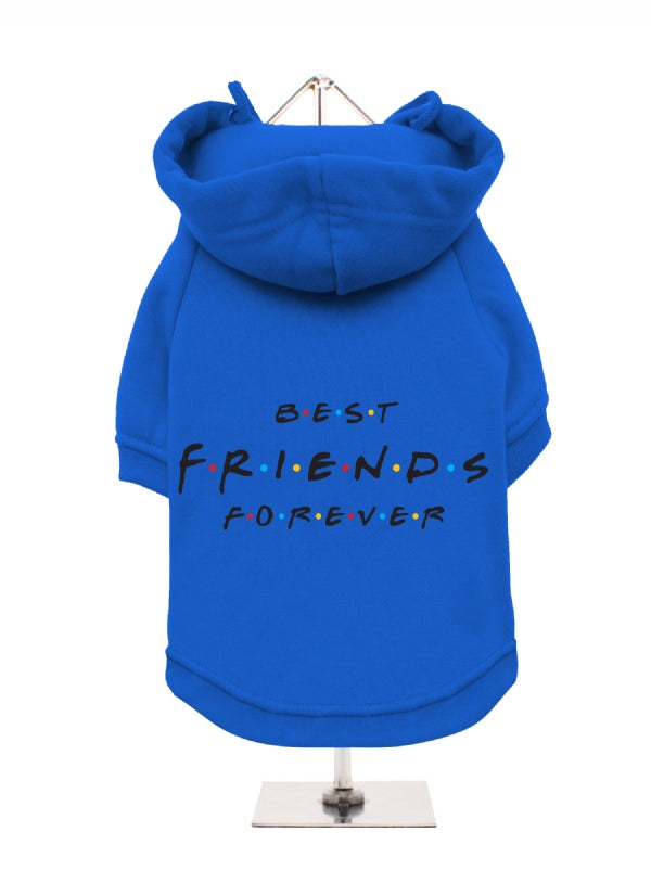 'Best Friends Forever" Cobalt Blue Fleece-Lined Dog Sweatshirt with Hood
