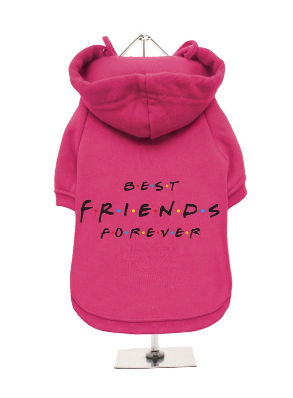 ''Best Friends Forever" Fuschia Pink Fleece-Lined Dog Sweatshirt with Hood