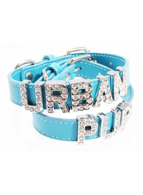 Blue Leather Personalised Dog Collar