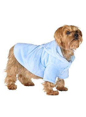 Smiley Myley, our new Super Soft and Plush & Fluffy Terry Bathrobe in blue from Urban Pup