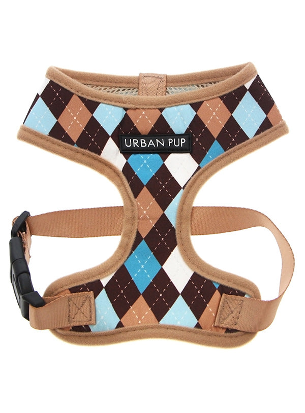 Brown and Blue Argyle Harness