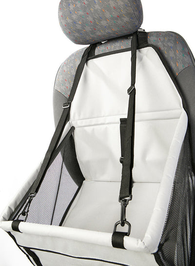 Black and Grey Car Seat Dog Cradle for your pet dog from Smiley Myley