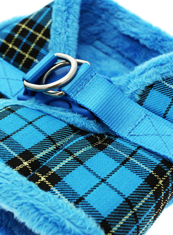 Luxury Fur Lined Blue Tartan Harness