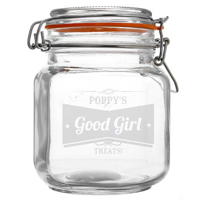 Retro Label Glass Clip Top Jar for your furry friend, ideal for treats and snacks for your dog