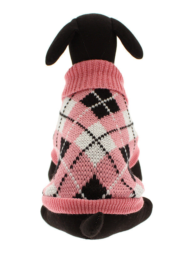 Urban Pup Pink & Black Argyle Jumper