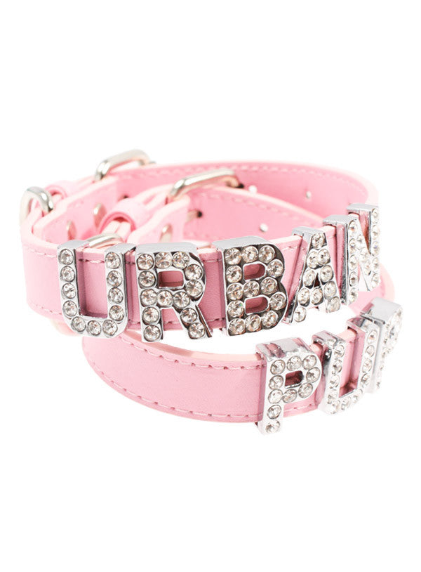 Pink Leather Personalised Dog Collar