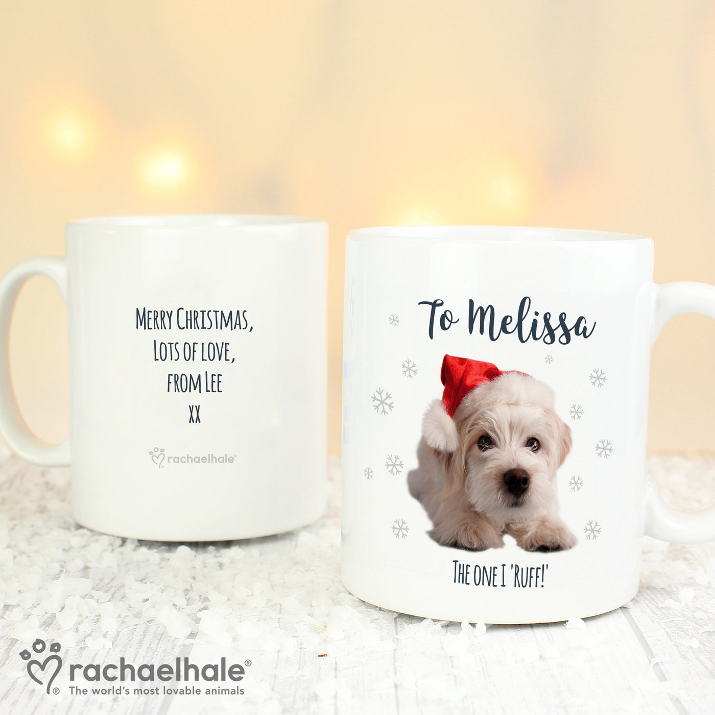 Personalised Rachael Hale Christmas Terrier Mug