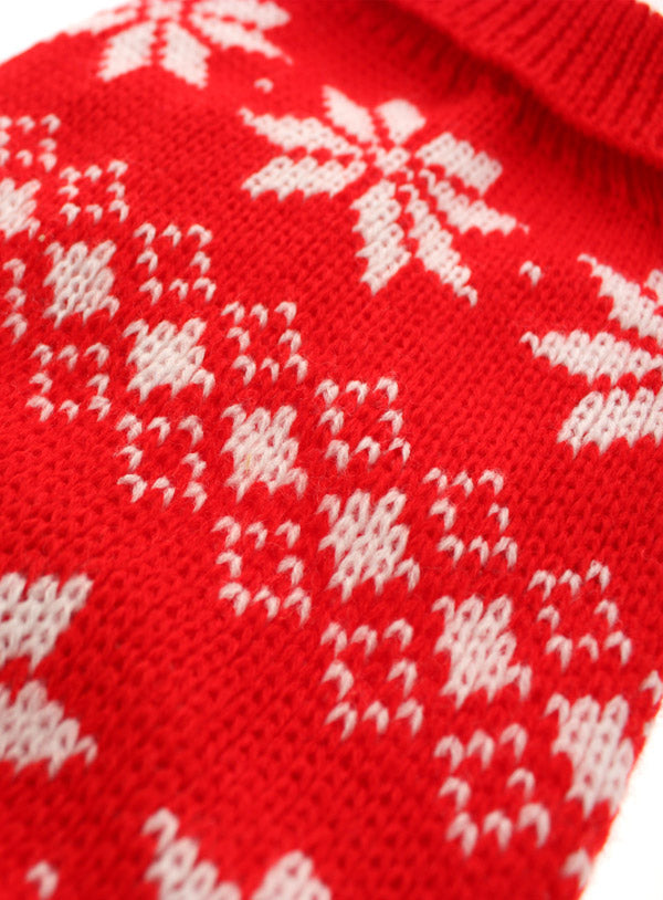 Red Snowflake Knitted Sweater for Dogs by Urban Pup here at Smiley Myley