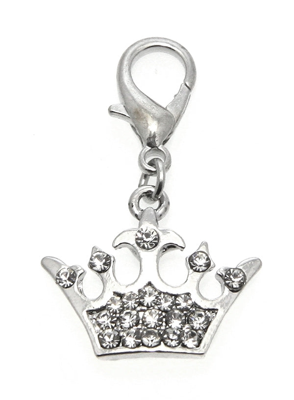 This impressive charm is an Imperial Crown rendered in stainless steel & detailed with 15 crystals