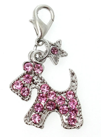 A beautifully shaped Pink Diamante Scottie Dog Collar Charm