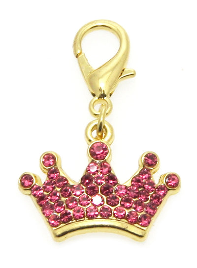 This unique crown shaped charm features 45 pink Crystals set in gold coloured plated alloy