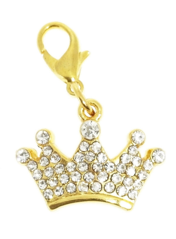 This crown shaped charm features 45 clear Swarovski Crystals set in gold-plated alloy