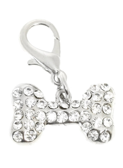 A stunning diamante bone charm to put on your dogs collar embellished with 34 clear swarovki's