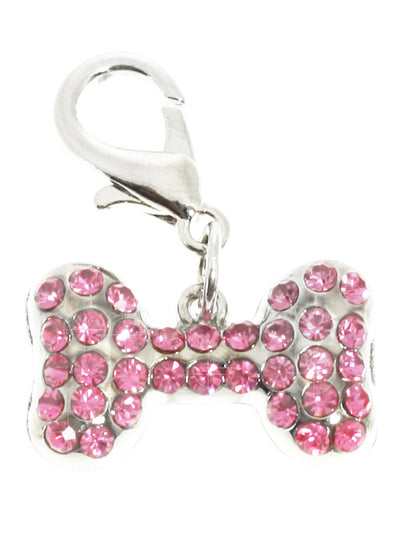 a stunning diamante bone charm for your dogs collar, embellished with 34 pink Swarovski crystals