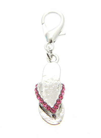 flip flop dog collar charm finished in Pink Swarovski crystals it is suitable for a boy or a girl.