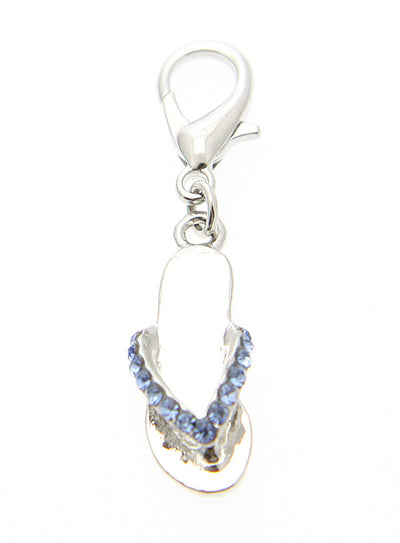 These flip flop charms are finished in Blue Swarovski crystals it is suitable for a boy or a girl.