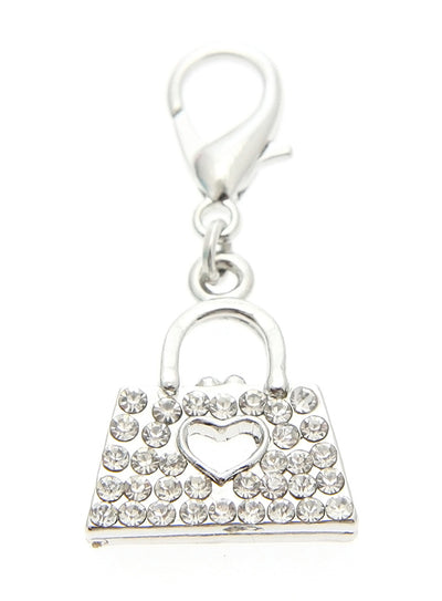 with its 30 Swarovski crystals and silver handles, a handbag charm for your dog collar