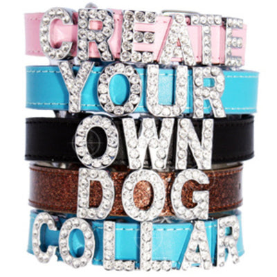 Glitter Brown Leather Personalised Dog Collar